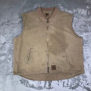 Berne Vest Mens 2XL XXL Tan Canvas Sherpa Lined Barn Chore Workwear